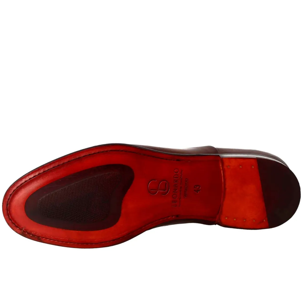 Oxford Marrone Scuro Elegante Da Uomo In Pelle E Fodera Rossa