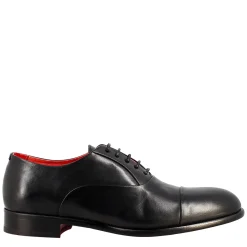 Oxford Nero Elegante Da Uomo In Pelle E Fodera Rossa
