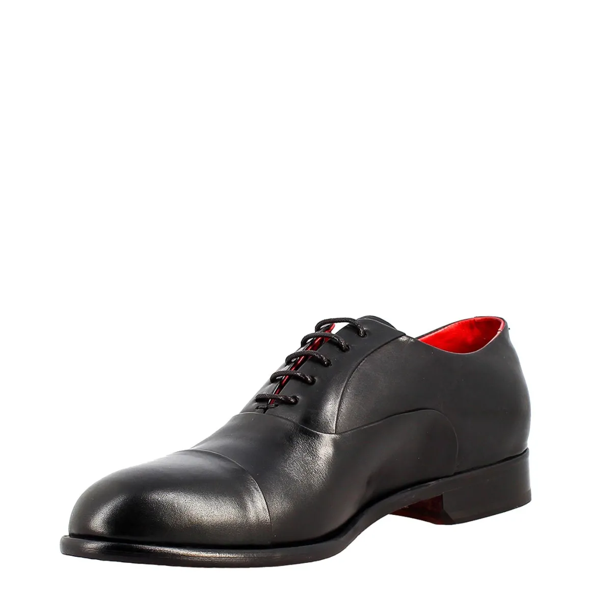 Oxford Nero Elegante Da Uomo In Pelle E Fodera Rossa
