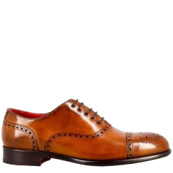 Oxford Semi Brogue Marrone Elegante Da Uomo In Pelle
