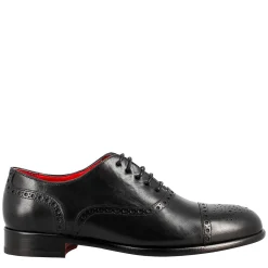 Oxford Semi Brogue Nero Elegante Da Uomo In Pelle
