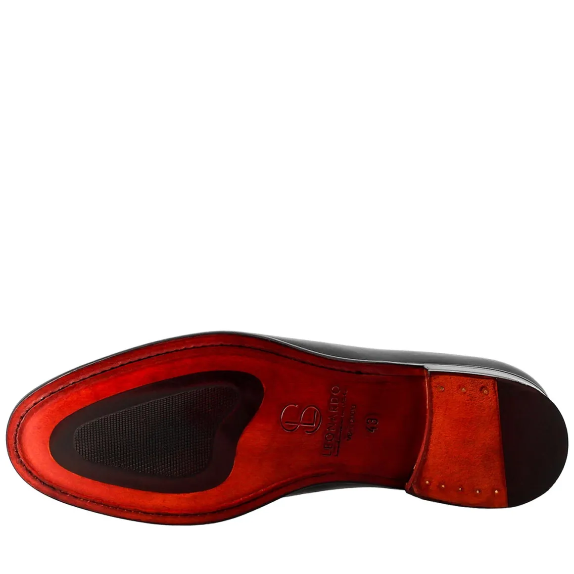 Oxford Wholecut Blu Elegante Da Uomo In Pelle E Fodera Rossa