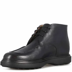 Polacchino Da Uomo In Pelle Martellata Blu E Suola In Gomma Vibram