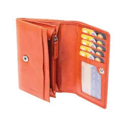 Portafoglio Donna Sauvage Pelle Di Vitello Arancione Porta Tessere Banconote Monete