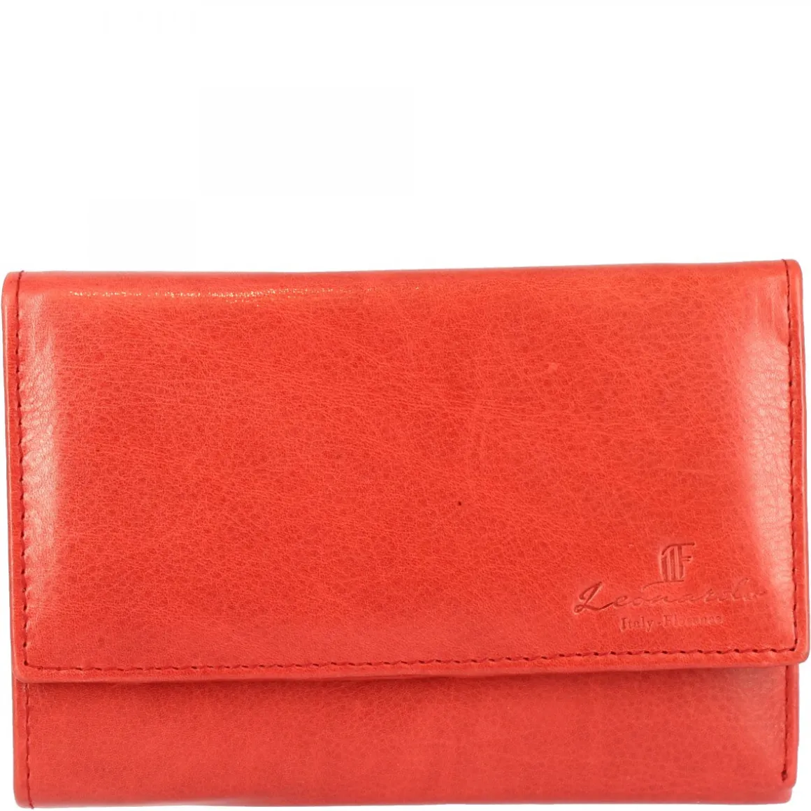 Portafoglio Donna Sauvage Pelle Di Vitello Rosso Porta Tessere Banconote Chiusura Bottone