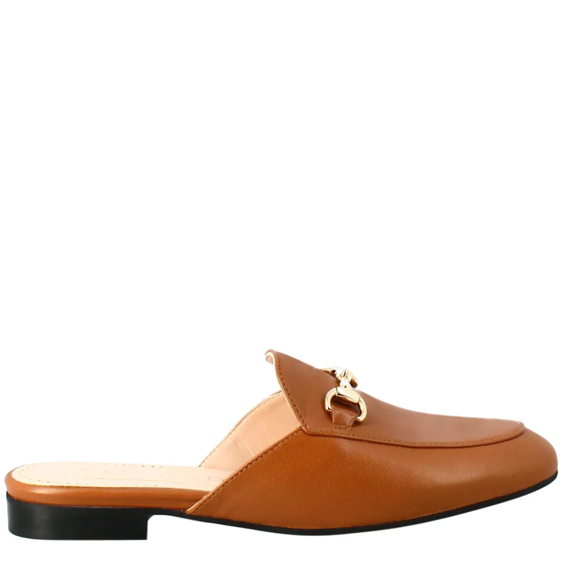 Sabot Color Marrone Con Fibbia Dorata E Fondo In Cuoio
