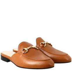 Sabot Color Marrone Con Fibbia Dorata E Fondo In Cuoio