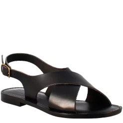 Sandali Arcadia Da Donna Stile Romano Antico In Pelle Colore Nero