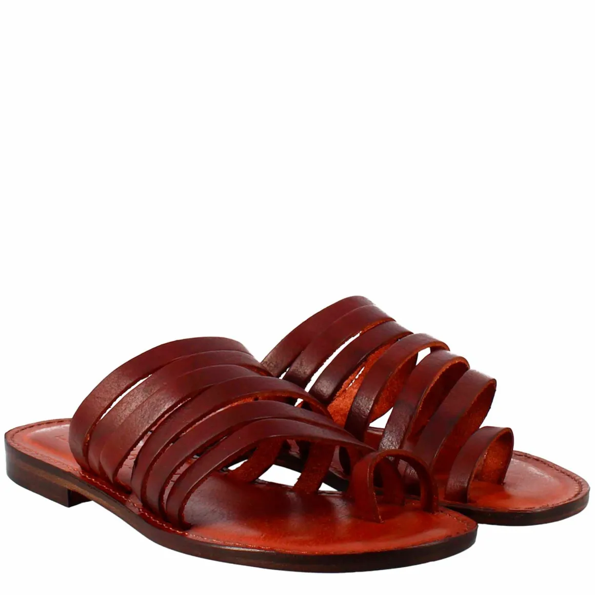 Sandali Celestia Da Donna Stile Romano Antico In Pelle Marrone