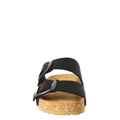 Sandali Donna Doppia Fibbia In Pelle Colore Nero