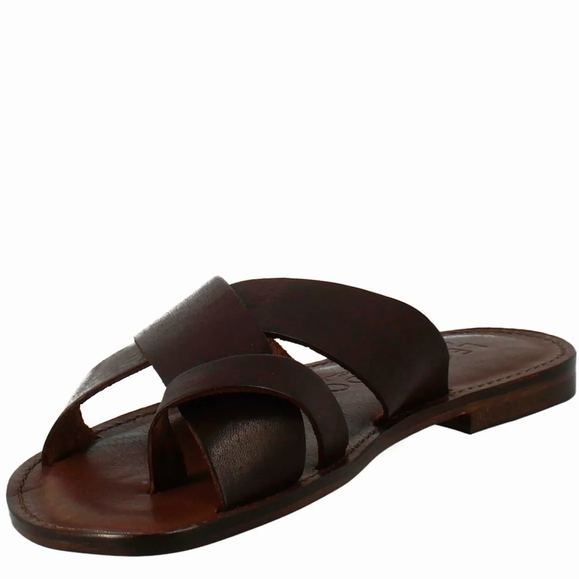 Sandali Gladiatore Da Uomo In Pelle Color Marrone Caffè