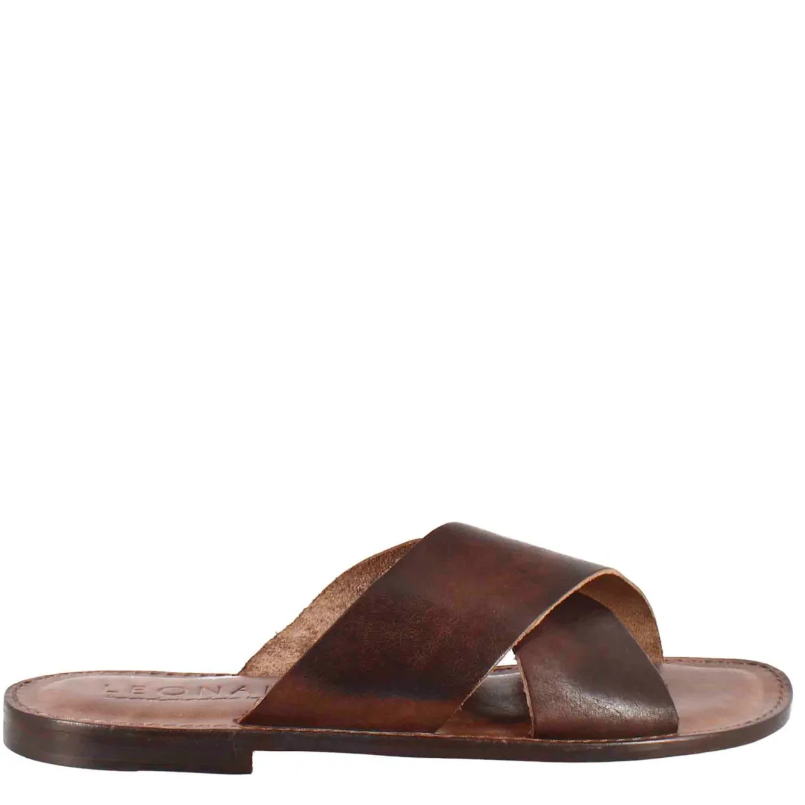 Sandali Gladiatore Da Uomo In Pelle Color Marrone