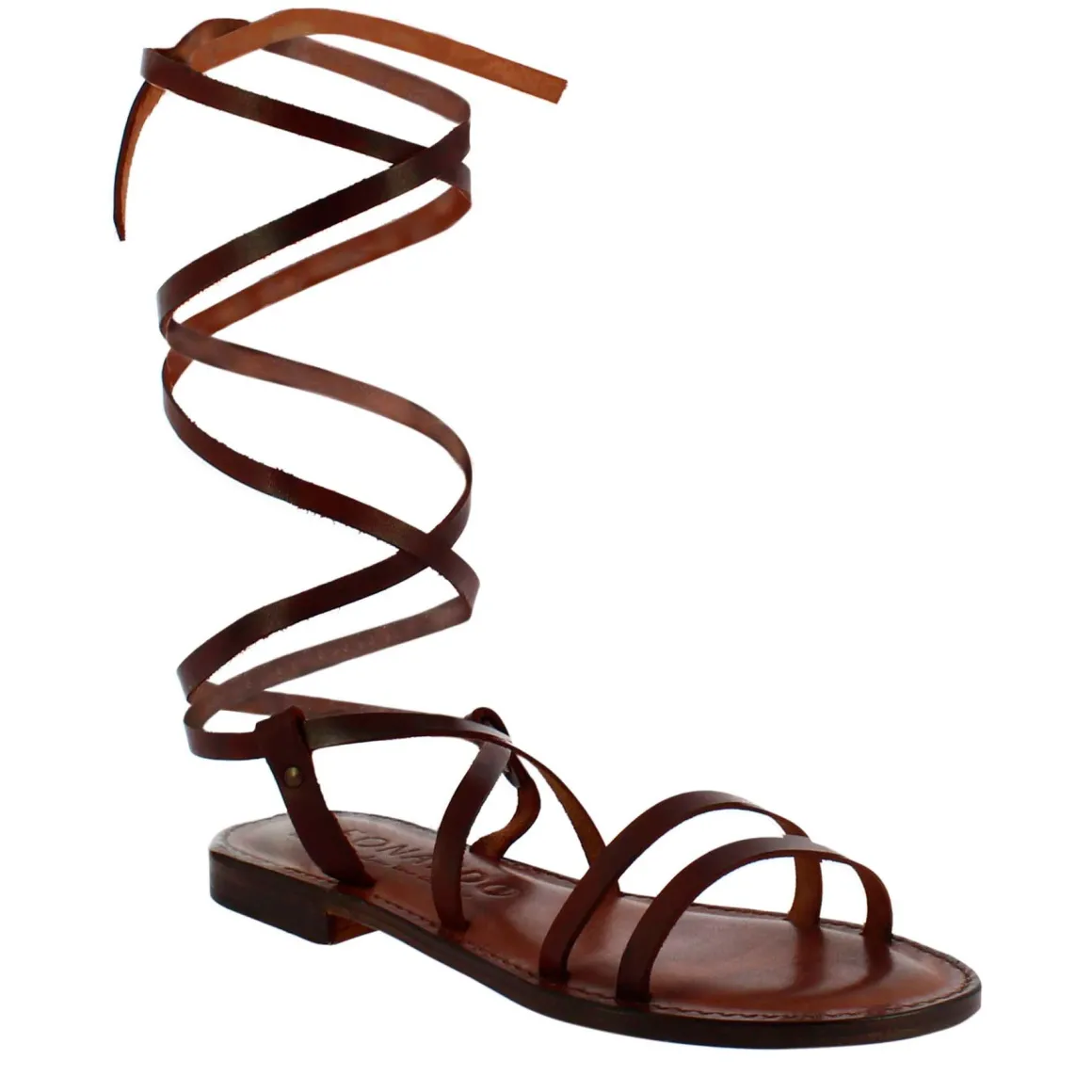 Sandali Lumina Da Donna Stile Romano Antico In Pelle Marrone