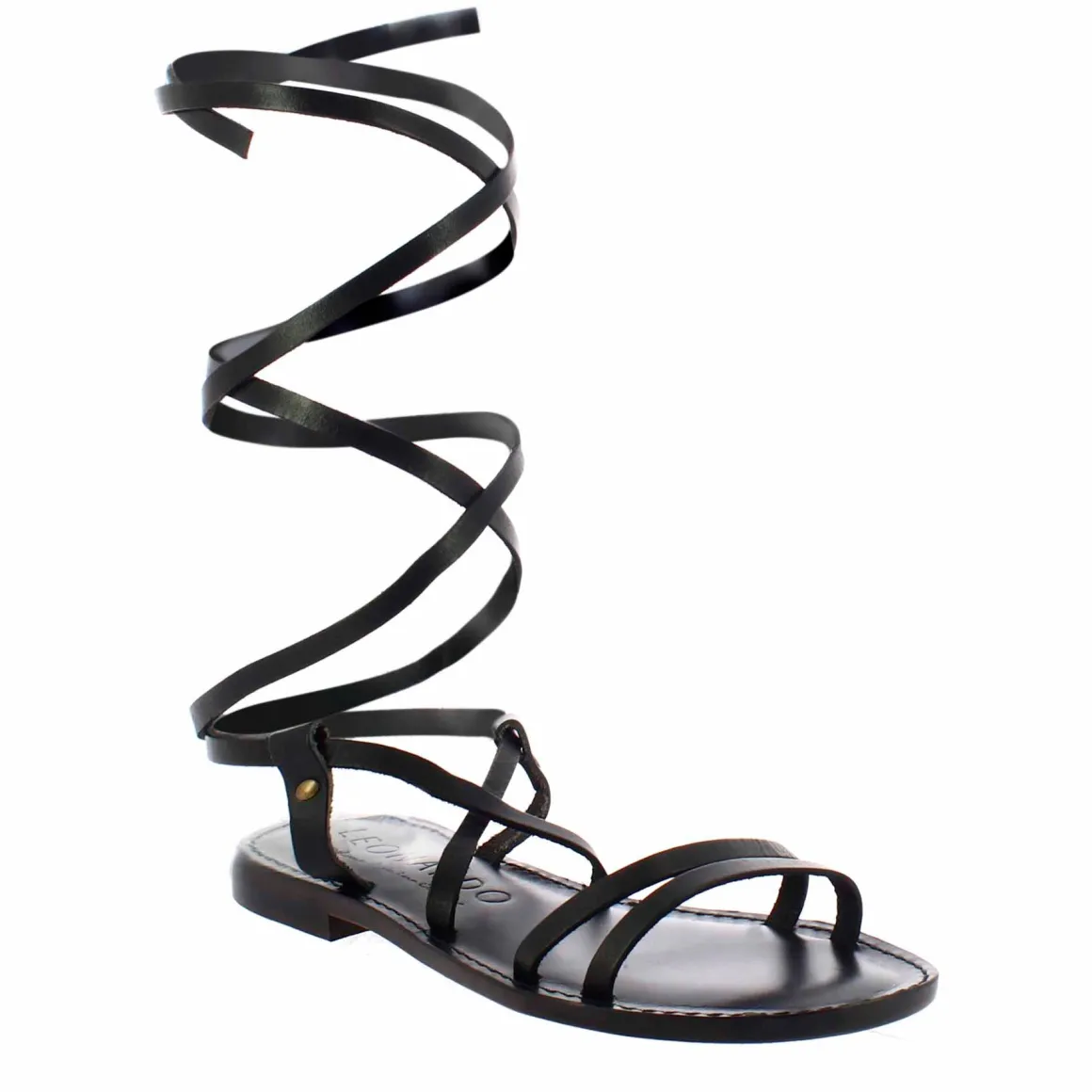 Sandali Lumina Da Donna Stile Romano Antico In Pelle Colore Nero