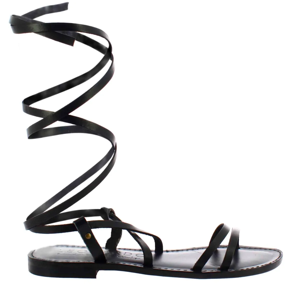 Sandali Lumina Da Donna Stile Romano Antico In Pelle Colore Nero