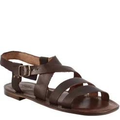 Sandali Pisa Modello Gladiatore Da Uomo In Pelle Color Marrone