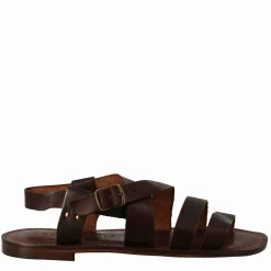 Sandali Pisa Modello Gladiatore Da Uomo In Pelle Color Marrone