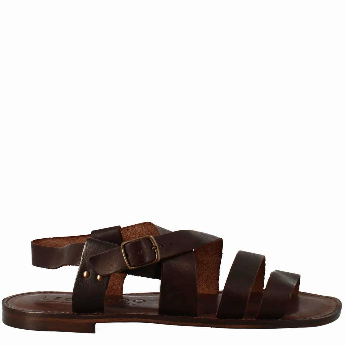 Sandali Pisa Modello Gladiatore Da Uomo In Pelle Color Marrone