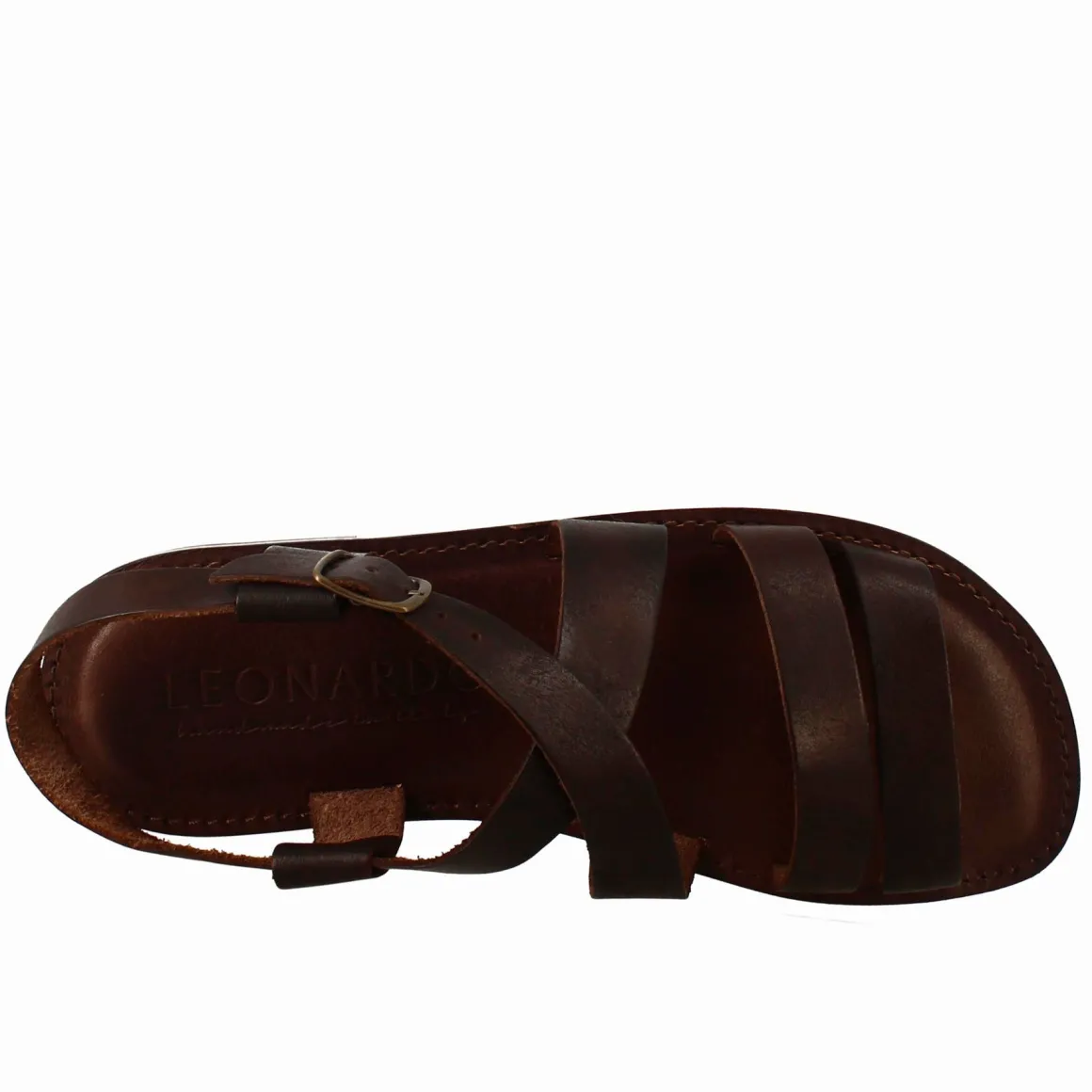 Sandali Pisa Modello Gladiatore Da Uomo In Pelle Color Marrone