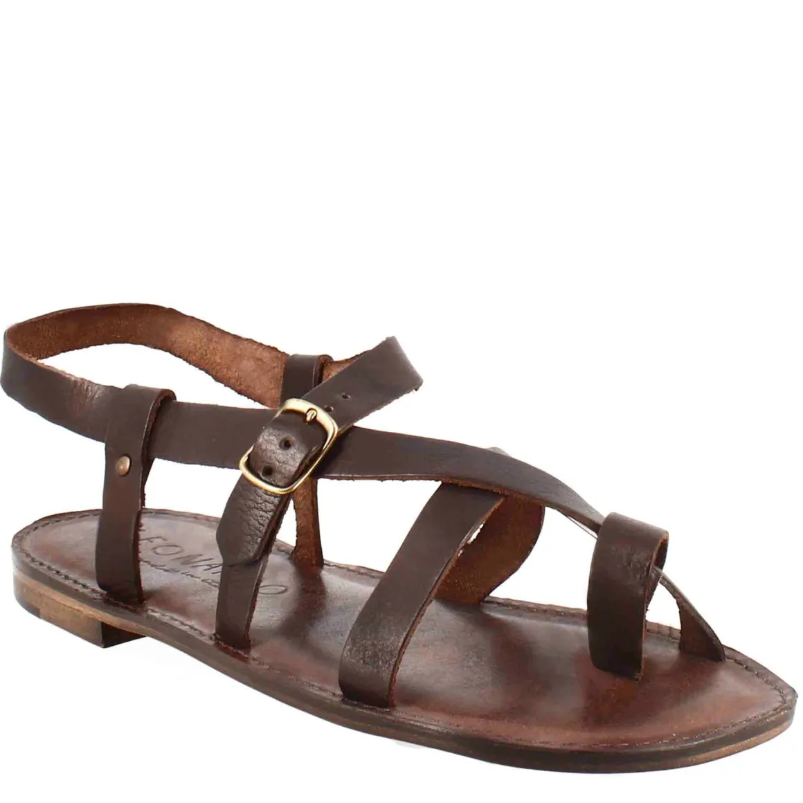 Sandali Rimini Modello Gladiatore Da Uomo In Pelle Color Marrone