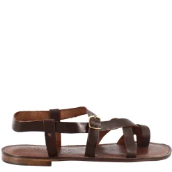 Sandali Rimini Modello Gladiatore Da Uomo In Pelle Color Marrone