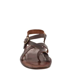 Sandali Rimini Modello Gladiatore Da Uomo In Pelle Color Marrone