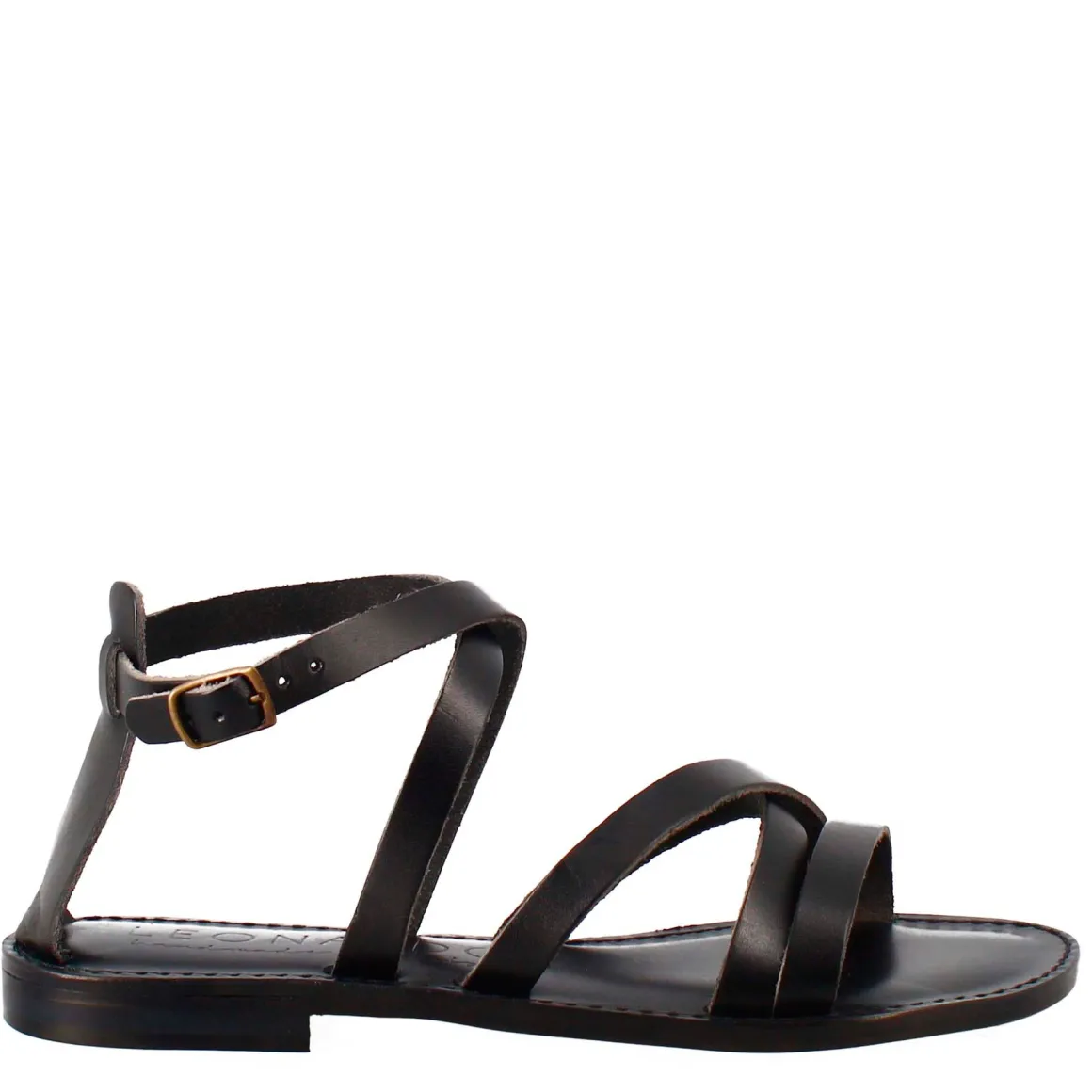 Sandali Sinfonia Da Donna Stile Romano Antico In Pelle Colore Nero