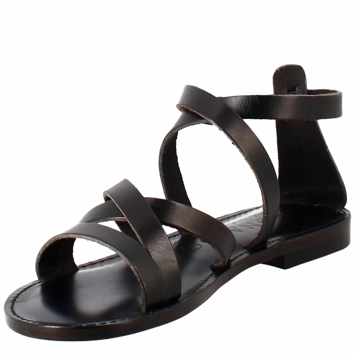 Sandali Sinfonia Da Donna Stile Romano Antico In Pelle Colore Nero