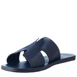 Sandali Uomo A H In Pelle Colore Blu Fatti A Mano