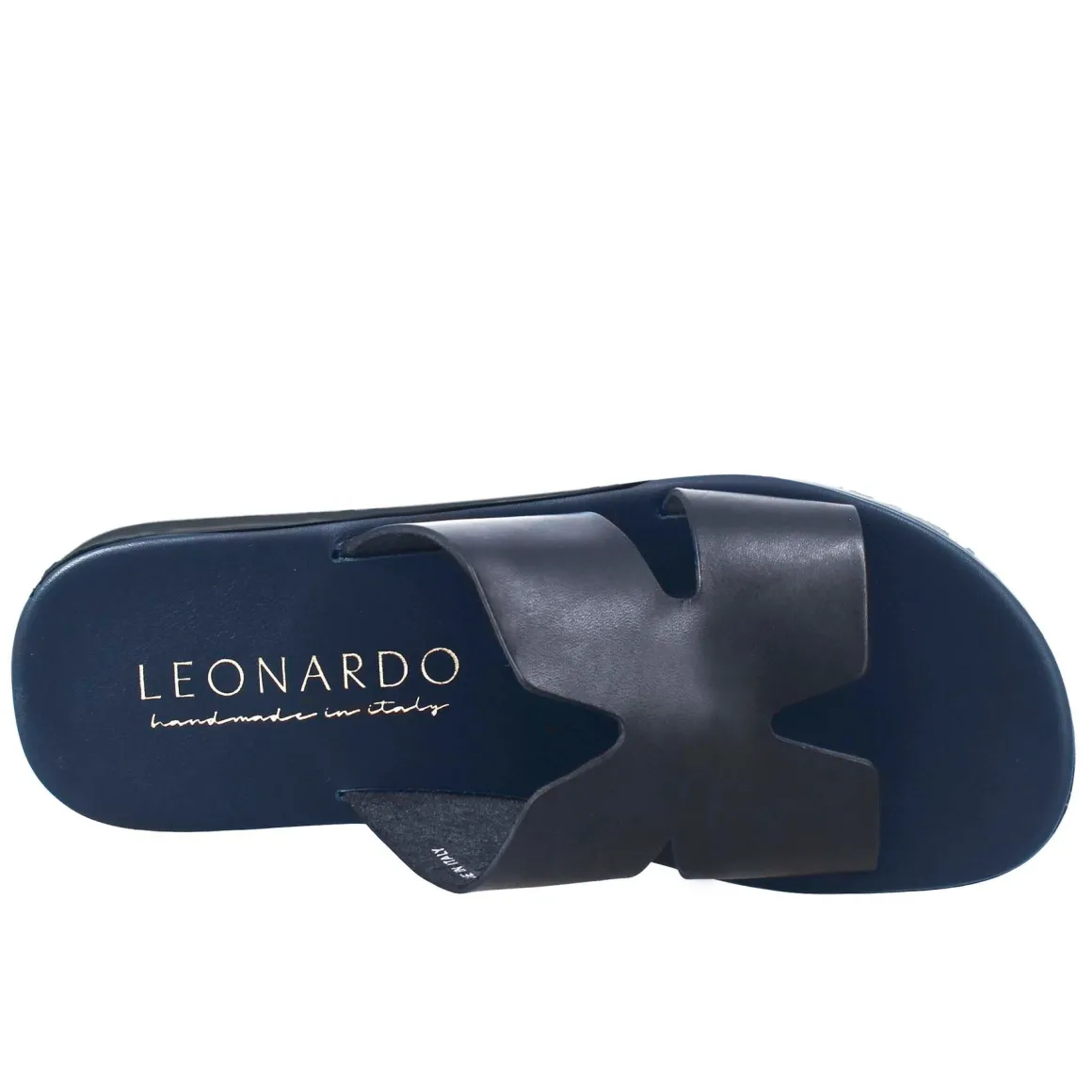 Sandali Uomo A H In Pelle Colore Blu Fatti A Mano