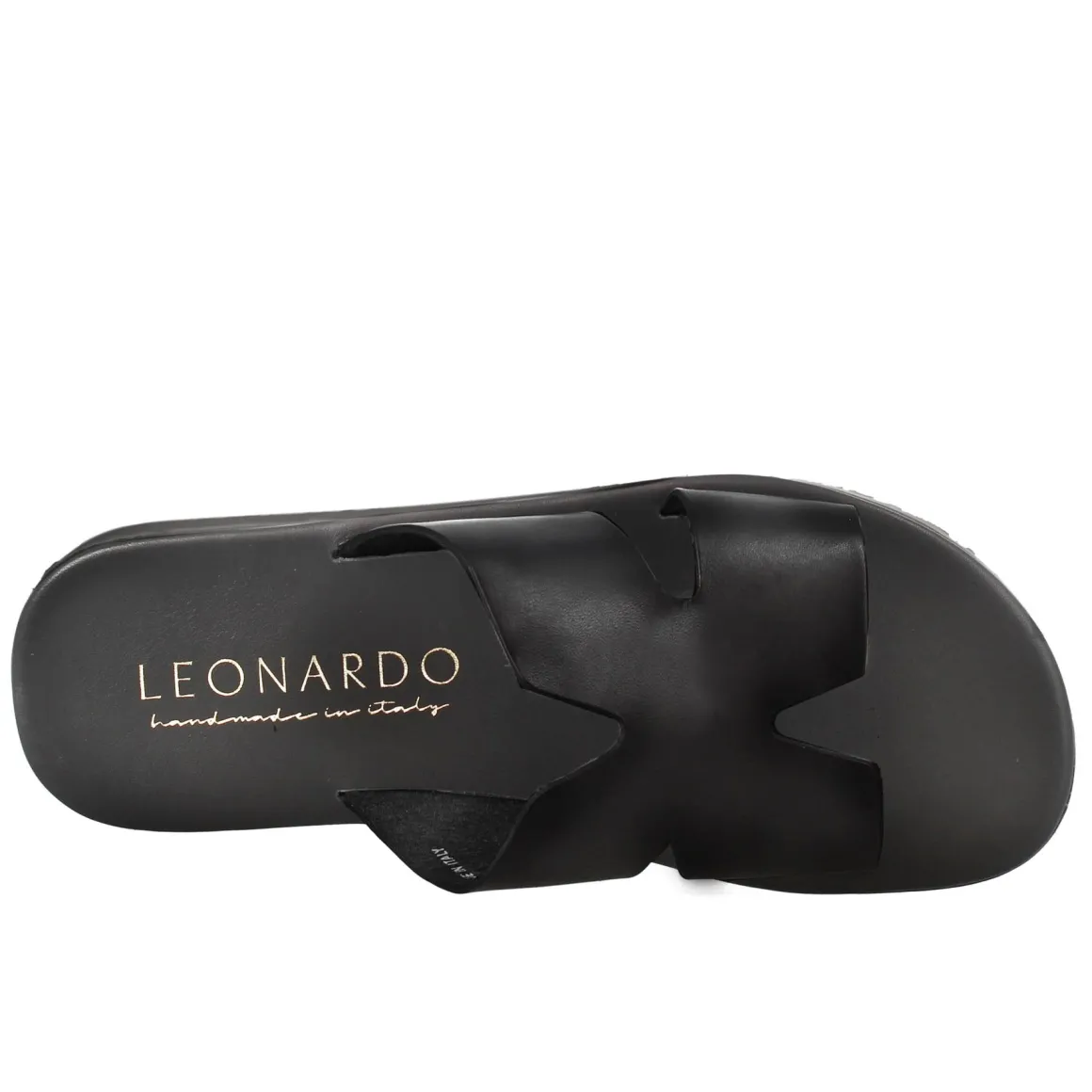 Sandali Uomo A H In Pelle Colore Nero Fatti A Mano