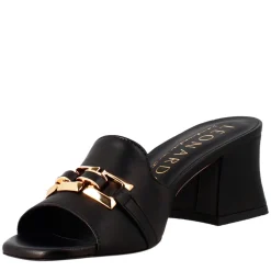 Sandalo Aperto Con Fibbia Da Donna In Pelle Colore Nero