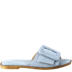 Sandalo Basso Da Donna In Pelle Scamosciata Celeste