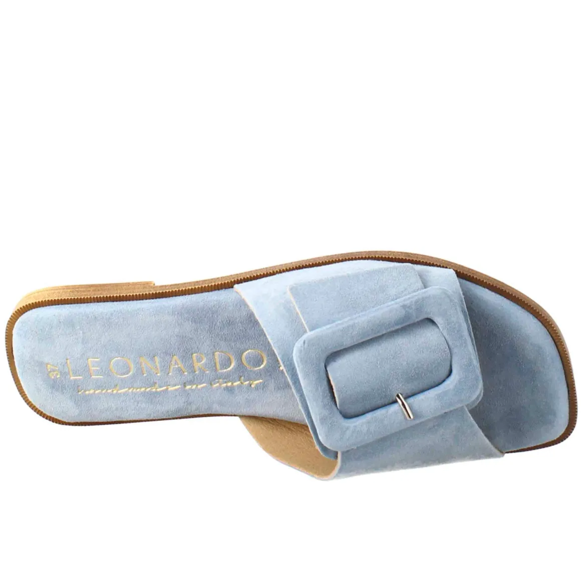 Sandalo Basso Da Donna In Pelle Scamosciata Celeste