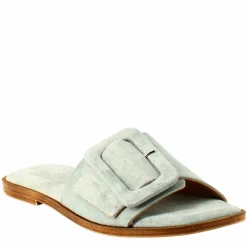 Sandalo Basso Da Donna In Pelle Scamosciata Verde