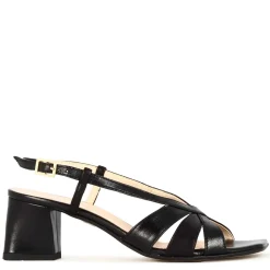 Sandalo Da Donna Classico In Pelle Colore Nero Con Fasce