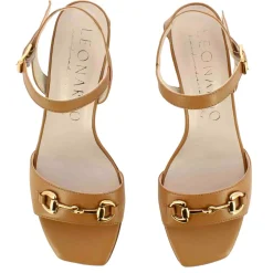 Sandalo Da Donna In Pelle Colore Marrone Con Morsetto Fatto A Mano