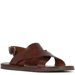 Sandalo Da Uomo Con Fasce Intrecciate In Pelle Colore Marrone Scuro