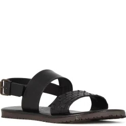 Sandalo Da Uomo Con Fibbia In Pelle Semi Intrecciata Colore Nero