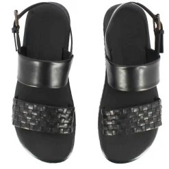 Sandalo Da Uomo Con Fibbia In Pelle Semi Intrecciata Colore Nero