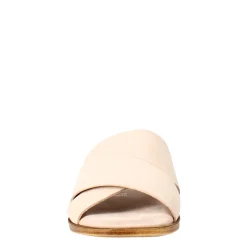 Sandalo Doppia Fascia Da Donna In Pelle Scamosciata Beige