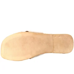 Sandalo Doppia Fascia Da Donna In Pelle Scamosciata Beige