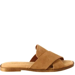 Sandalo Doppia Fascia Da Donna In Pelle Scamosciata Marrone