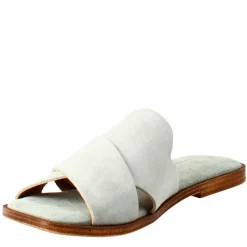 Sandalo Doppia Fascia Da Donna In Pelle Scamosciata Verde