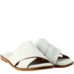 Sandalo Doppia Fascia Da Donna In Pelle Scamosciata Verde