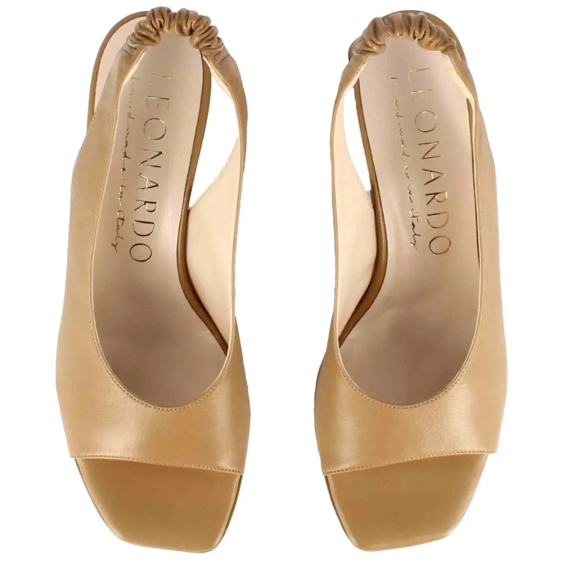 Sandalo Slingback Da Donna In Pelle Marrone Con Punta Squadrata