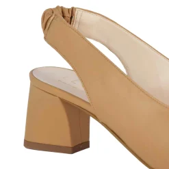Sandalo Slingback Da Donna In Pelle Marrone Con Punta Squadrata
