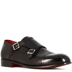 Scarpa Con Doppia Fibbia Da Uomo In Pelle Colore Nero