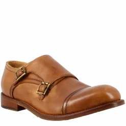 Scarpa Doppia Fibbia Beige Vintage Elegante Da Uomo In Pelle