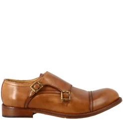 Scarpa Doppia Fibbia Beige Vintage Elegante Da Uomo In Pelle